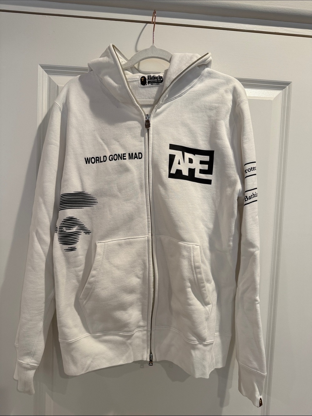 Men’s BAPE Security by A Bathing Ape White Graphic full Zip Hoodie